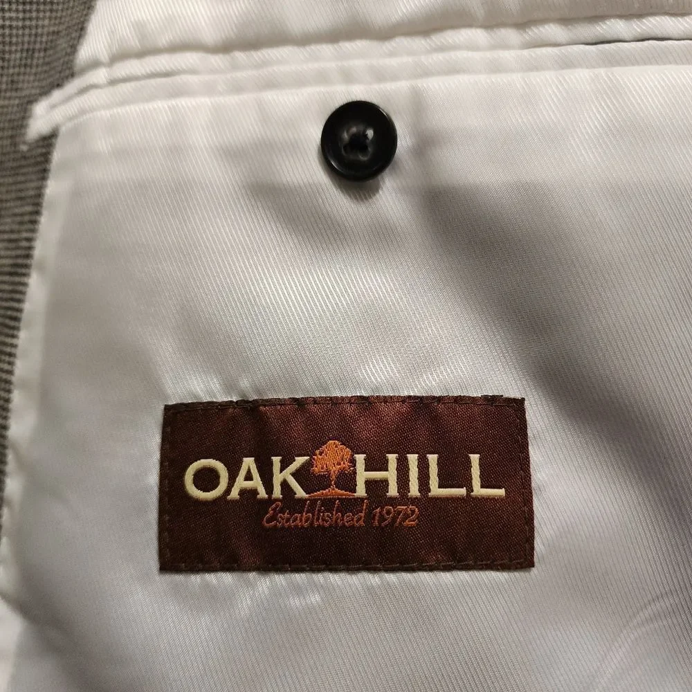 Oak Hill Sports Coat Jacket Blazer 2XL 50/52L Houndstooth Linen Blend Blk White
